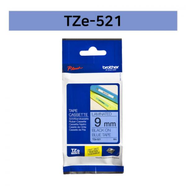라벨테이프 TZe-521(파랑바탕/검정글씨/9mm)