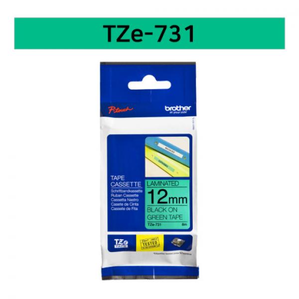 라벨테이프 TZe-731(녹색바탕/검정글씨/12mm)