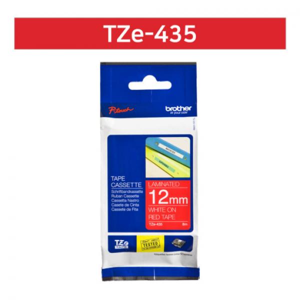 라벨테이프 TZe-435(빨강바탕/흰색글씨/12mm)