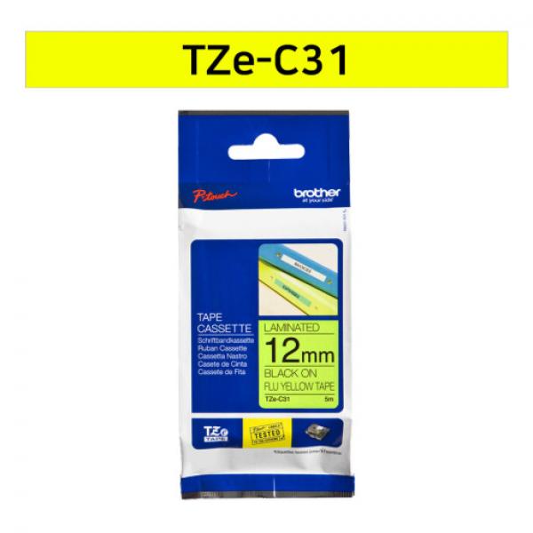 라벨테이프 TZe-C31(형광노랑바탕/검정글씨/12mm)