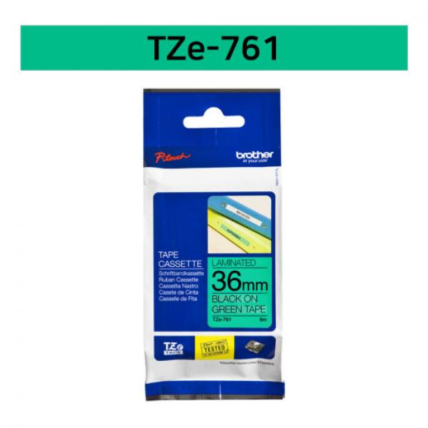 라벨테이프 TZe-761(초록바탕/검정글씨/36mm)