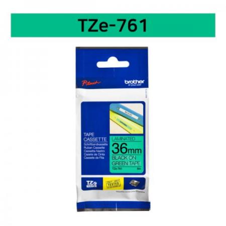 디바이스마트,케이블/전선 > 케이블악세사리/툴 > 라벨/라벨링,Brother,라벨테이프 TZe-761(초록바탕/검정글씨/36mm),라미네이트 라벨 Tze테이프 / 초록바탕 / 검정글씨 / 36mm