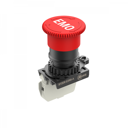 디바이스마트,스위치/부저/전기부품 > 산업용 스위치/제어 기기 > 제어/안전 스위치 > 비상 정지 스위치(25파이 이상),(주)오토닉스,비상정지버튼 SF2ER-E2RB-A (EMO),비상정지버튼스위치 / 푸쉬-록,턴-리셋 / 버튼형태:D40(short head, 비조광형) / 적색 / 접점:B접점 1개 / 타입:EMO / 정격전압:110VAC, 220VAC, 24VDC