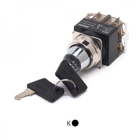 디바이스마트,스위치/부저/전기부품 > 산업용 스위치/제어 기기 > 제어/안전 스위치 > 키 셀렉터 스위치,KACON,25파이 비조광 2단 키 스위치 B25-61K,ø25 / 원형 / 2단동작 / 1A1B / 흑색