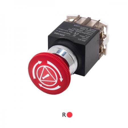 디바이스마트,스위치/부저/전기부품 > 산업용 스위치/제어 기기 > 제어/안전 스위치 > 비상 정지 스위치(22파이 이하),KACON,25파이 방수형 비상리셋 스위치 B25-81L (레치형),ø25 / 원형 / IP65방수형 / 레치형(EN418) / 다이캐스팅 / 2B / 24K금도금 접점 / 적색