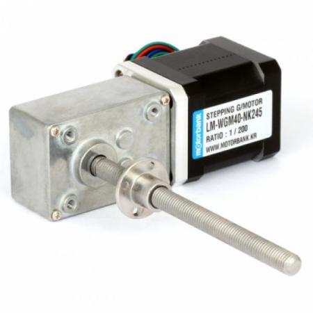 디바이스마트,기계/제어/로봇/모터 > 모터드라이버 > 스텝모터 드라이버 > 브랜드(모터뱅크) 스텝모터 드라이버,MotorBank,웜기어 리니어 스테핑모터 LM-WGM40-NK245,소형 웜감속기 리니어 스테핑모터 / 2상 바이폴라 메탈기어 M8 스크류