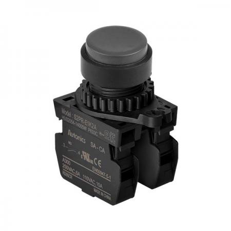 디바이스마트,스위치/부저/전기부품 > 산업용 스위치/제어 기기 > 제어/안전 스위치 > 누름버튼 스위치(25파이 이상),(주)오토닉스,Ø22/25 누름버튼 스위치 S2PR-E1K2AM,취부경 Ø22/25 누름버튼스위치 / 외형:원형 / 버튼형태:[비조광형] 버튼돌출형 / 색상:흑색 / 화살표방향:일반 / 접점블록:A접점 2개 / LED블록:없음 / 구형 접점블록