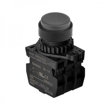 디바이스마트,스위치/부저/전기부품 > 산업용 스위치/제어 기기 > 제어/안전 스위치 > 누름버튼 스위치(25파이 이상),(주)오토닉스,Ø22/25 누름버튼 스위치 S2PR-E1K3A,취부경 Ø22/25 누름버튼스위치 / 외형:원형 / 버튼형태:[비조광형] 버튼돌출형 / 색상:흑색 / 화살표방향:일반 / 접점블록:A접점 3개 / LED블록:없음 / 신형 접점블록