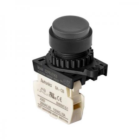 디바이스마트,스위치/부저/전기부품 > 산업용 스위치/제어 기기 > 제어/안전 스위치 > 누름버튼 스위치(25파이 이상),(주)오토닉스,Ø22/25 누름버튼 스위치 S2PR-E1KBM,취부경 Ø22/25 누름버튼스위치 / 외형:원형 / 버튼형태:[비조광형] 버튼돌출형 / 색상:흑색 / 화살표방향:일반 / 접점블록:B접점 1개 / LED블록:없음 / 구형 접점블록