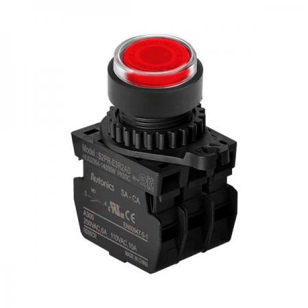 디바이스마트,스위치/부저/전기부품 > 산업용 스위치/제어 기기 > 제어/안전 스위치 > 누름버튼 스위치(25파이 이상),(주)오토닉스,Ø22/25 누름버튼 스위치 S2PR-E3R2AD,취부경 Ø22/25 누름버튼스위치 / 외형:원형 / 버튼형태:[조광형] 버튼돌출형 / 색상:적색 / 화살표방향:일반 / 접점블록:A접점 2개 / LED블록:AC/DC 전압형 / 신형 접점블록
