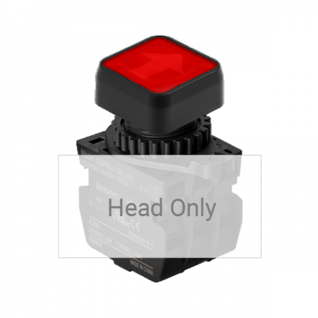디바이스마트,스위치/부저/전기부품 > 산업용 스위치/제어 기기 > 제어/안전 스위치 > 누름버튼 스위치(25파이 이상),(주)오토닉스,Ø22/25 누름버튼 스위치 S2PRS-P3RL,취부경 Ø22/25 누름버튼스위치 / 외형:정사각형 / 버튼형태:[조광형] 돌출형 / 색상:적색 / 화살표방향:일반 / 접점블록:없음 / LED블록:AC 전압형 / 신형 접점블록