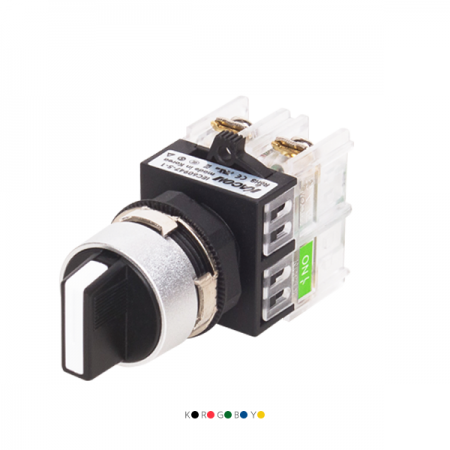 디바이스마트,스위치/부저/전기부품 > 산업용 스위치/제어 기기 > 제어/안전 스위치 > 셀렉터 스위치(25파이 이상),KACON,25파이 3단 수동 셀렉터 K25F-51-AL,ø25 / 비조광 / 3단 수동동작 / 단레버 / 2A / 5가지색 선택