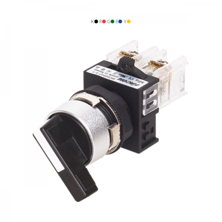 디바이스마트,스위치/부저/전기부품 > 산업용 스위치/제어 기기 > 제어/안전 스위치 > 셀렉터 스위치(25파이 이상),KACON,25파이 3단우측 자동단레버 셀렉터 K25F-51-S3R-AL,ø25 / 비조광 / 3단 우측자동 / 단레버 / 2A / 검정색