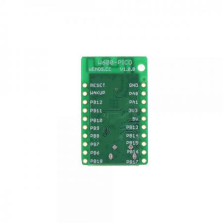 디바이스마트,오픈소스/코딩교육 > 파이썬/IoT 개발 보드 > WeMos > WeMos 정품보드/모듈,WeMos,[정품] LOLIN W600-PICO V1.0.0 WIFI MicroPython 개발보드,W600 칩셋 기반 와이파이 전용 IoT 개발보드 / 작동전압 : 3.3V / 클럭 속도 : 80MHz / 1MB Flash / MicroPython / 크기 : 33 * 20.3mm / 무게 : 3g