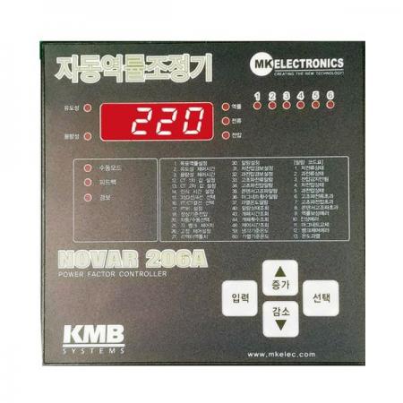 디바이스마트,계측기/측정공구 > 전기/전자 계측기 > 패널미터,엠케이일렉트로닉스,자동 역률 조정기 [노바206A-C],콘덴서 제어뱅크 6개,진상/지상제어 가능,PT신호 인가 단자 별도 구비,AC220V 동작전원,RS485출력구비,최적역률제어