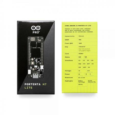 디바이스마트,오픈소스/코딩교육 > 아두이노 > 아두이노 정품 보드/쉴드/키트,아두이노,Arduino PRO - Portenta H7 Lite,ABX00045 / STM32H747XI 듀얼 Cortex®-M7(480MHz)+M4(240MHz) 32비트 저전력 ARM MCU / Ethernet / 전압 : 전원 5V, 로직 3.3V / 작동온도 : -40°C ~ 85°C / 66 x 25mm