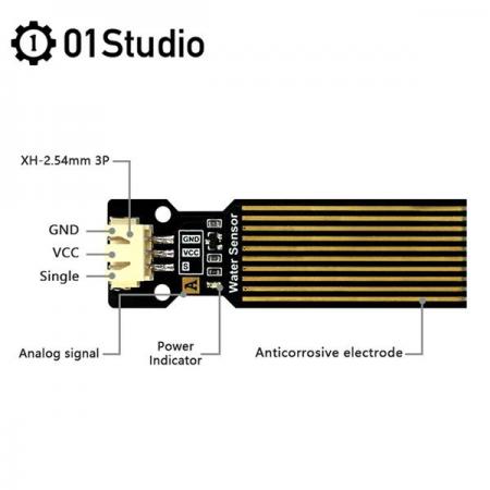 디바이스마트,MCU보드/전자키트 > 센서모듈 > 수위/빗물/PH/바람 > 빗물/PH/탁도/수위센서,01Studio,pyBase용 수위센서 모듈 [Base WATER],pyBase에서 사용 가능한 접촉식 수위센서 모듈