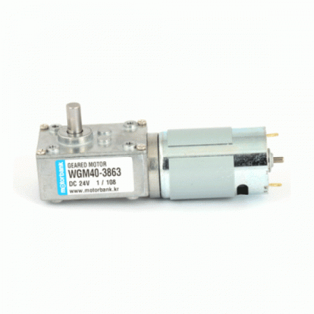 디바이스마트,기계/제어/로봇/모터 > 모터류 > 웜기어드 모터,MotorBank,웜감속기어모터 WGM40-3863 DC12V~24V 메탈기어,전압 12V, 24V / 감속비 1/17 ~ 1/776 고토크 / 긴 수명 / 저소음 / 메탈기어 / 샤프트 지름 Φ8, D컷 / 전압 : DC 6-24 / ANRP 0.425G