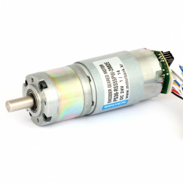 엔코더 유성감속 기어모터 PS36-RS555PW-2882E DC24V 2채널 100cpr