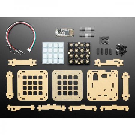 디바이스마트,MCU보드/전자키트 > 교육용키트/로봇 > 교육용키트,Adafruit,Adafruit 4x4 NeoTrellis Feather M4 Kit Pack [ada-4352],4x4 'Trellis를 휴대용 Feather M4 Express 전원 조명/음악 메이커로 바꿔주는 레이저 컷 엔클로저