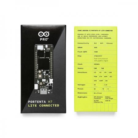 디바이스마트,오픈소스/코딩교육 > 아두이노 > 아두이노 정품 보드/쉴드/키트,아두이노,Arduino PRO - Portenta H7 Lite Connected,ABX00046 / STM32H747XI 듀얼 Cortex®-M7(480MHz)+M4(240MHz) 32비트 저전력 ARM MCU / Ethernet, WiFi, BLE / 전압 : 전원 5V, 로직 3.3V / 작동온도 : -40°C ~ 85°C / 66 x 25mm