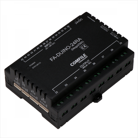 디바이스마트,오픈소스/코딩교육 > 아두이노 > 아두이노 호환보드,COMFILE TECHNOLOGY,FA-DUINO [FA-DUINO-24RA],산업현장에서 바로 사용할 수 있도록 만든 아두이노 호환 제품 / DC24V 입력 16점, 릴레이 (10A) 출력 8점 내장