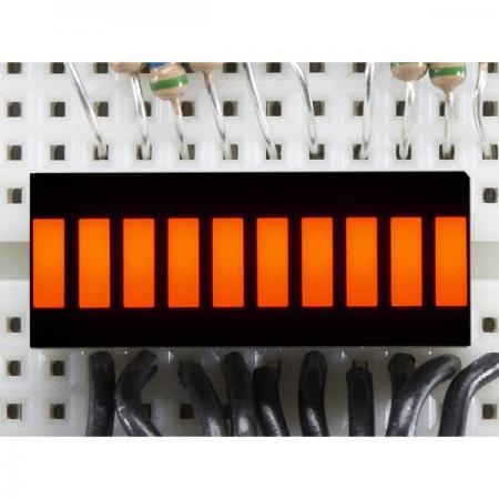 디바이스마트,LED/LCD > FND/도트매트릭스 > FND(세그먼트LED) > LED BAR,Adafruit,10 Segment Light Bar Graph LED Display - Amber - KWL-R1025UAB [ada-1813],10개의 LED, 총 20개 핀(양쪽 각 10개) / 크기 : 25.5 x 10 x 6.5mm / 핀 길이 : 14.5mm / 무게 : 2.5g