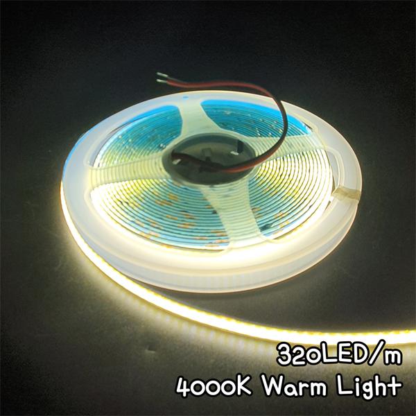 COB LED STRIP 12V, 고밀도 플랙시블 320LED 8mm/5M Reel 4000K warm light [SZH-COB008]