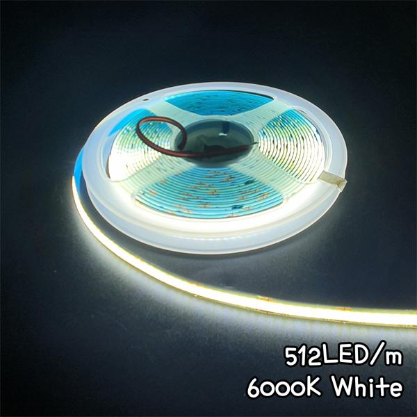 COB LED STRIP 12V, 고밀도 플랙시블 512LED 8mm/5M Reel 6000K white [SZH-COB010]