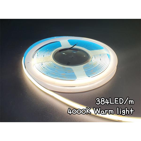 COB LED STRIP 12V, 고밀도 플랙시블 384LED 5mm/5M Reel 4000K warm light [SZH-COB014]