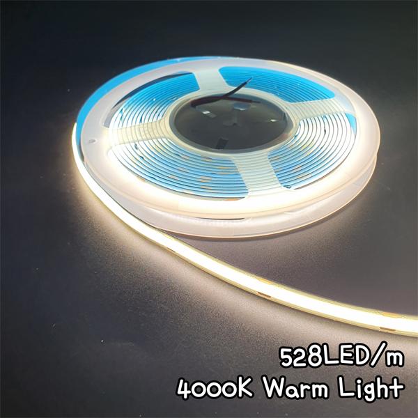 COB LED STRIP 12V, 고밀도 플랙시블 528LED 10mm/5M Reel 4000K warm light [SZH-COB017]