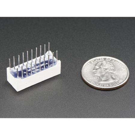 디바이스마트,LED/LCD > FND/도트매트릭스 > FND(세그먼트LED) > LED BAR,Adafruit,10 Segment Light Bar Graph LED Display - Yellow-Green [ada-1923],10개의 LED, 총 20개 핀(양쪽 각 10개) / 크기 : 25.5 x 10 x 6.5mm / 핀 길이 : 14.5mm / 무게 : 2.5g