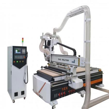 디바이스마트,기계/제어/로봇/모터 > 공작기계 및 기계부품 > 소형 개발용 CNC/레이저 > CNC/레이저,REXBOT,REXBOT-C1325ATC 9KW 자동툴패스 CNC 조각기 CNC 라우터,SYNTEC control system 탑재버전 / 1300 X 2500 X 200의 가공영역을 가지는  CNC 조각기 / 고성능 9KW 수냉식 스핀들 모터 장착 / XY축 LM가이드, 헬리컬 랙 피니언 기어, Z축 볼스크류&LM가이드 사용으로 높은 정밀도 보장 / LEAESHINE 서보모터 장착되어있으며, 낮은 반복 오차와 정밀한 작업 성능을 가지고 있습니다.