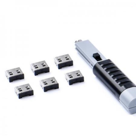 디바이스마트,컴퓨터/모바일/가전 > 노트북/태블릿/주변기기 > 노트북액세서리 > 도난방지장치,스마트키퍼,USB포트락 [UL03PK],데이터 유출이나 외부침입(랜섬웨어 등)을 방지하기 위해 입출력 포트 및 대상장비를 물리적으로 통제하는 보안용 USB 포트락 / (포트락6+키1)-set