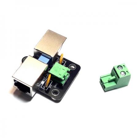 디바이스마트,MCU보드/전자키트 > 통신/네트워크 > RS485 Power Over Bus,EM Tech,RS485 Power Injector Rev. 2,RS-485 Power Over Bus에 DC전원을 Direct LAN Cable의 4&5번선에 +전원을 7&8번선에 –전원을 인가시켜주는 모듈