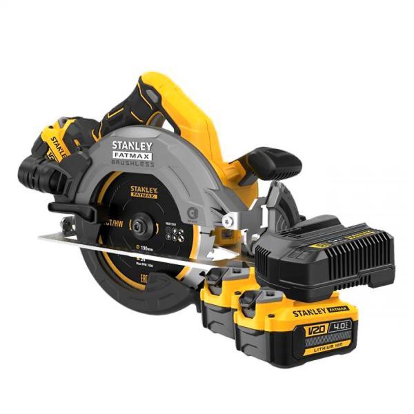 디바이스마트,수공구/전자공구/전동공구 > 전동/엔진공구 > 충전공구 > 충전원형톱/커터,스탠리,브러쉬리스 원형톱 SBC550M2K 배터리2개 (20V/4.0Ah),전압 20V MAX / 무부하회전수 5000RPM / 날위치 오른쪽 / 베벨각도 56º / 최대절단깊이 65mm(90도) 50mm(45도) / 날지름 190mm / 무게 3.2Kg 본체만