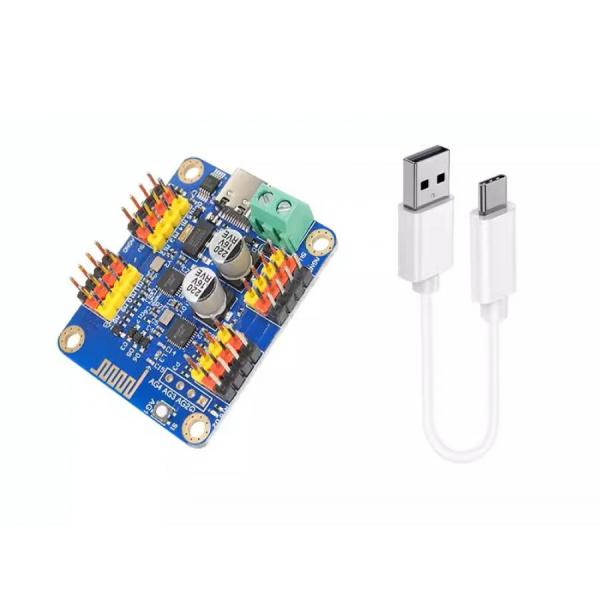 디바이스마트,기계/제어/로봇/모터 > 모터드라이버 > 서보모터 드라이버,SMG,16채널 서보 컨트롤러 USB C-TYPE [THS-SVMD001],서보 모터 컨트롤러 / 16ch / STM32 / 사용 전압: 3.3V~5V / 서보 공급 전압: 5V~7.2V / USB C-TYPE (C 타입) / TTL / PWM / 전송 속도: 9600 / 사이즈: 43.5 x 36 x 12 mm  / 로봇 프로젝트 활용