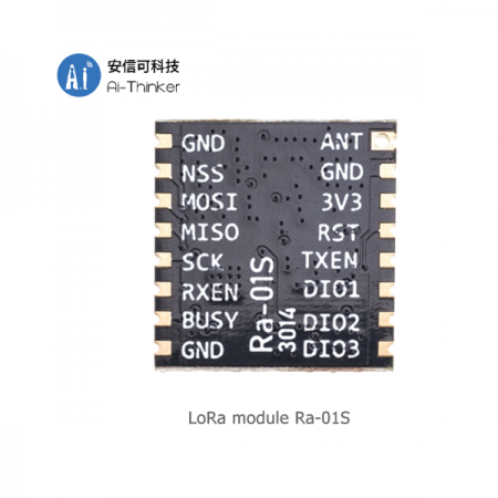 디바이스마트,MCU보드/전자키트 > 통신/네트워크 > RF/LoRa,Ai-Thinker,[정품] Ra-01S 초저전력 LoRa 모듈,칩셋 :  SX1268 / 공급 전압 : 2.7~3.6V / 주파수 범위 : 410-525MHz / 크기 : 17*16*3.2mm
