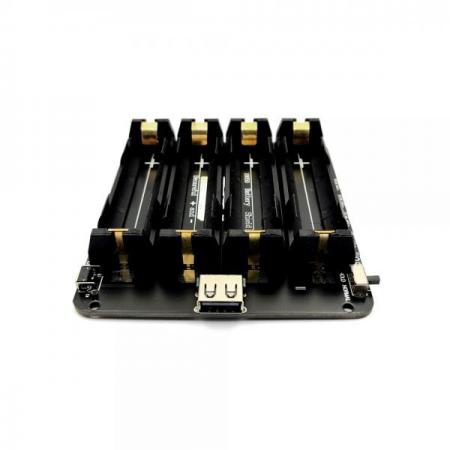 디바이스마트,전원/파워/배터리 > 배터리/배터리홀더 > 배터리홀더 Holder > 18650용 홀더,SMG,라즈베리파이 호환 18650 과충전 보호 배터리 홀더 개발 보드 4셀 (케이블 포함) [TYE-BH003],18650을 충전하는 동시에 전원공급이 다능한 UPS 모듈입니다. 라즈베리파이 및 마이크로비트 휴대용전원공급용으로 적합합니다. / USB to micro 5핀 케이블 포함 / 입력 전압 : 5 ~ 8V / 출력 전압(전류) : 3(1A) ~ 5V(2A) / 4셀