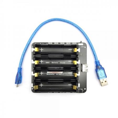 디바이스마트,전원/파워/배터리 > 배터리/배터리홀더 > 배터리홀더 Holder > 18650용 홀더,SMG,라즈베리파이 호환 18650 과충전 보호 배터리 홀더 개발 보드 4셀 (케이블 포함) [TYE-BH003],18650을 충전하는 동시에 전원공급이 다능한 UPS 모듈입니다. 라즈베리파이 및 마이크로비트 휴대용전원공급용으로 적합합니다. / USB to micro 5핀 케이블 포함 / 입력 전압 : 5 ~ 8V / 출력 전압(전류) : 3(1A) ~ 5V(2A) / 4셀