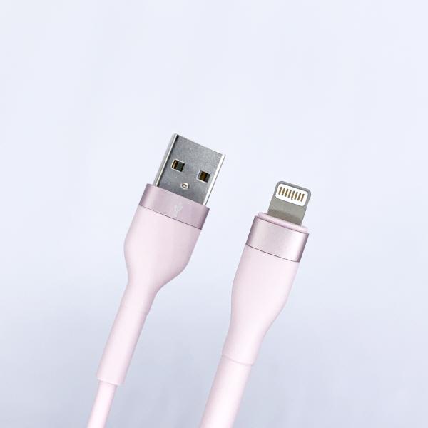 USB A타입 to Lightning 8핀 실리콘 케이블 핑크 2m [SZH-ALC03]
