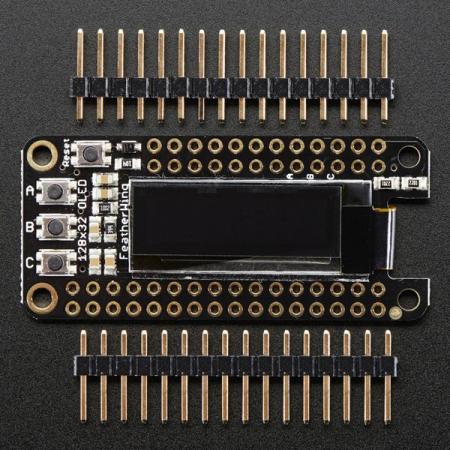 디바이스마트,MCU보드/전자키트 > 디스플레이 > LCD/OLED,Adafruit,Adafruit FeatherWing OLED - 128x32 OLED Add-on For Feather [ada-2900],128x32 흑백 OLED와 3개의 버튼 /  약 1인치에 불과하지만 OLED 디스플레이의 고대비로 인해 가독성이 매우 높음 / PCB 치수: 22.9mm x 50.9mm / 0.9인치 x 2인치