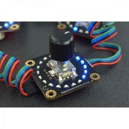디바이스마트,MCU보드/전자키트 > 버튼/스위치/제어/RTC > 엔코더/가변저항,DFROBOT,Gravity: 360 Degree Rotary Encoder Module [SEN0502],모듈은 I2C 데이터 출력으로 설계 /모든 멈춤쇠(프로그램에서 설정)에 대해 1~51 범위의 정확도로 구성 가능 / 작동 전압: 3.3V~5V / I2C 데이터 출력
