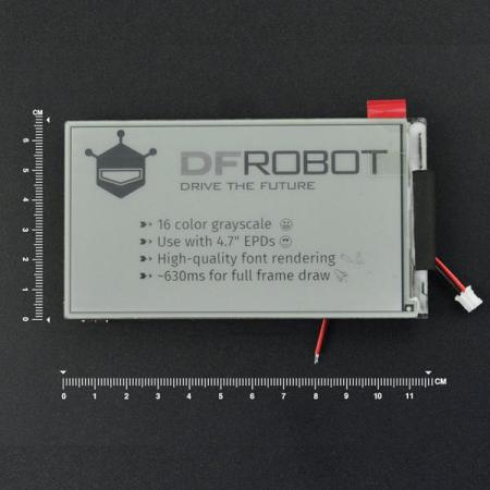 디바이스마트,LED/LCD > LCD COLOR > 칼라 LCD패널 > 4인치대 컬러 LCD패널,DFROBOT,4.7' E-ink Screen for ESP32 [DFR0835],컨트롤러: ESP32-WROVER-E(ESP32-D0WDQ6 V3) / 플래시: 16MB / PSRAM: 8MB/ 해상도: 540(H)×960(V) / 배터리 커넥터: PH 2.0 인터페이스