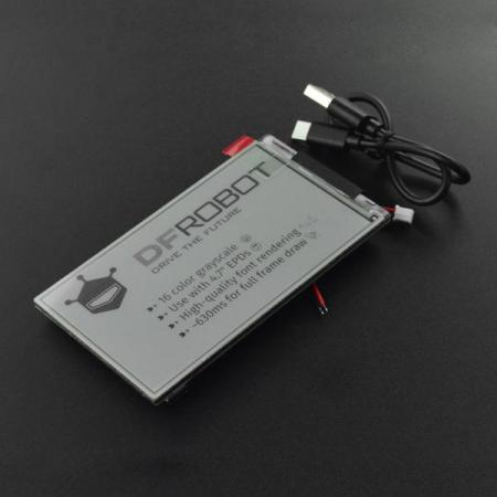 디바이스마트,LED/LCD > LCD COLOR > 칼라 LCD패널 > 4인치대 컬러 LCD패널,DFROBOT,4.7' E-ink Screen for ESP32 [DFR0835],컨트롤러: ESP32-WROVER-E(ESP32-D0WDQ6 V3) / 플래시: 16MB / PSRAM: 8MB/ 해상도: 540(H)×960(V) / 배터리 커넥터: PH 2.0 인터페이스