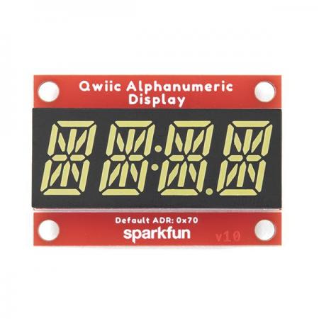디바이스마트,MCU보드/전자키트 > 디스플레이 > 세그먼트,SparkFun,SparkFun Qwiic Alphanumeric Kit [KIT-18624],빨간색과 흰색 지원 / 작동 전압: 3.3V / 14개의 세그먼트 숫자 / 2개의 Qwiic 케이블이 포함 / 최대 표시 세그먼트 수: 128 패턴 / I 2 C 주소: 0x70(0x71, 0x72, 0x73)
