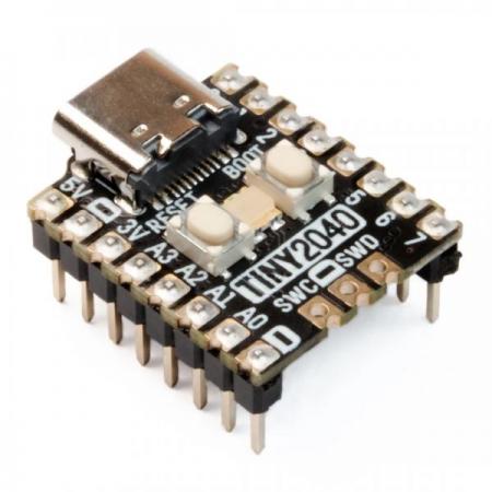 디바이스마트,오픈소스/코딩교육 > 파이썬/IoT 개발 보드 > RP2040/RP2350,Pimoroni,Tiny 2040 – 8MB Headered [PIM592],RP2040 칩셋 기반 Tiny 2040 / 8MB QSPI(XiP) + 헤더 납땜 버전 / 프로그래밍 가능한 RGB LED, 리셋 버튼 및 부팅 버튼을 위한 스위치 2개