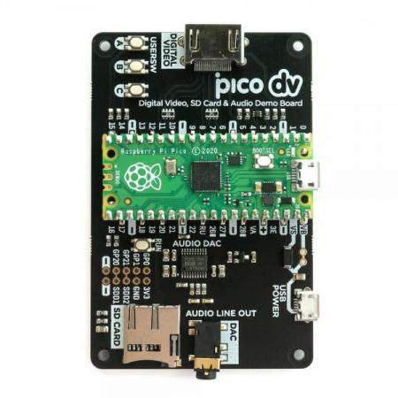 디바이스마트,오픈소스/코딩교육 > 파이썬/IoT 개발 보드 > RP2040/RP2350,Pimoroni,Pimoroni Pico DV Demo Base [PIM588],PCM5100A 기반 / HDMI 포트 내장, 라즈베리파이 피코 호환 비디오/오디오 데모 보드 / SD카드 슬롯 / 라인 레벨 I2S 오디오, 버튼