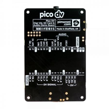 디바이스마트,오픈소스/코딩교육 > 파이썬/IoT 개발 보드 > RP2040/RP2350,Pimoroni,Pimoroni Pico DV Demo Base [PIM588],PCM5100A 기반 / HDMI 포트 내장, 라즈베리파이 피코 호환 비디오/오디오 데모 보드 / SD카드 슬롯 / 라인 레벨 I2S 오디오, 버튼