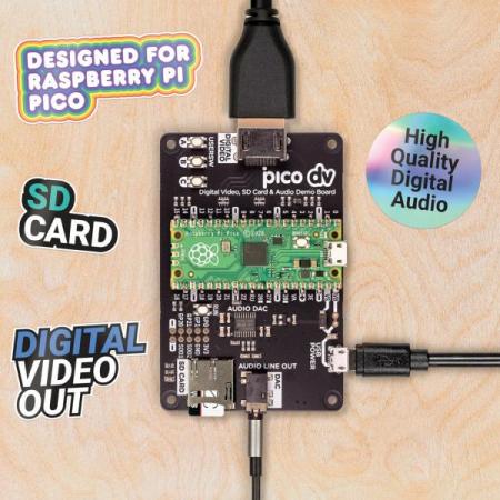 디바이스마트,오픈소스/코딩교육 > 파이썬/IoT 개발 보드 > RP2040/RP2350,Pimoroni,Pimoroni Pico DV Demo Base [PIM588],PCM5100A 기반 / HDMI 포트 내장, 라즈베리파이 피코 호환 비디오/오디오 데모 보드 / SD카드 슬롯 / 라인 레벨 I2S 오디오, 버튼